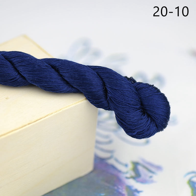 100% Mulberry Silk Embroidery Thread Skeins, Blue Colors, 400meters