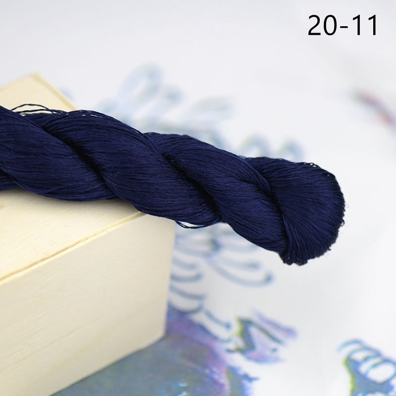 100% Mulberry Silk Embroidery Thread Skeins, Blue Colors, 400meters