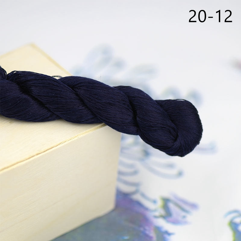 100% Mulberry Silk Embroidery Thread Skeins, Blue Colors, 400meters