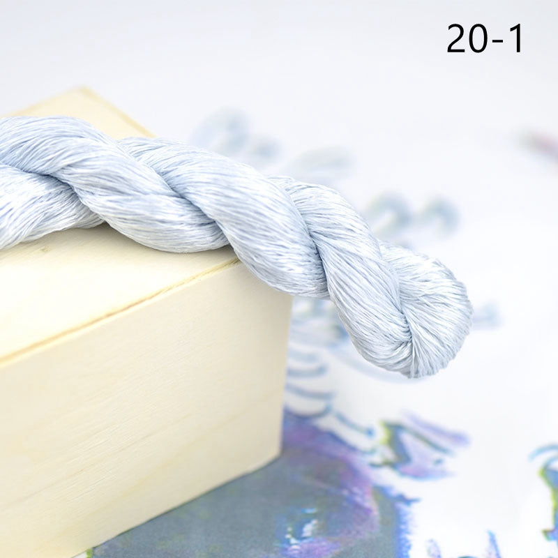 100% Mulberry Silk Embroidery Thread Skeins, Blue Colors, 400meters