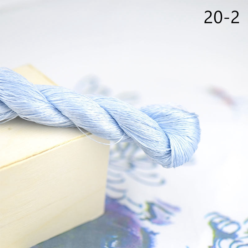 100% Mulberry Silk Embroidery Thread Skeins, Blue Colors, 400meters