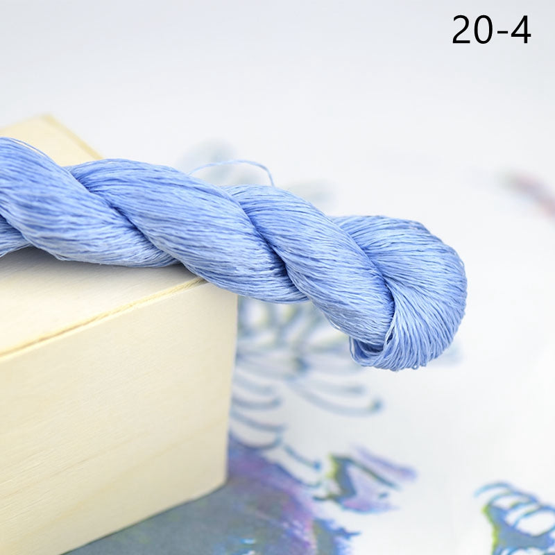 100% Mulberry Silk Embroidery Thread Skeins, Blue Colors, 400meters