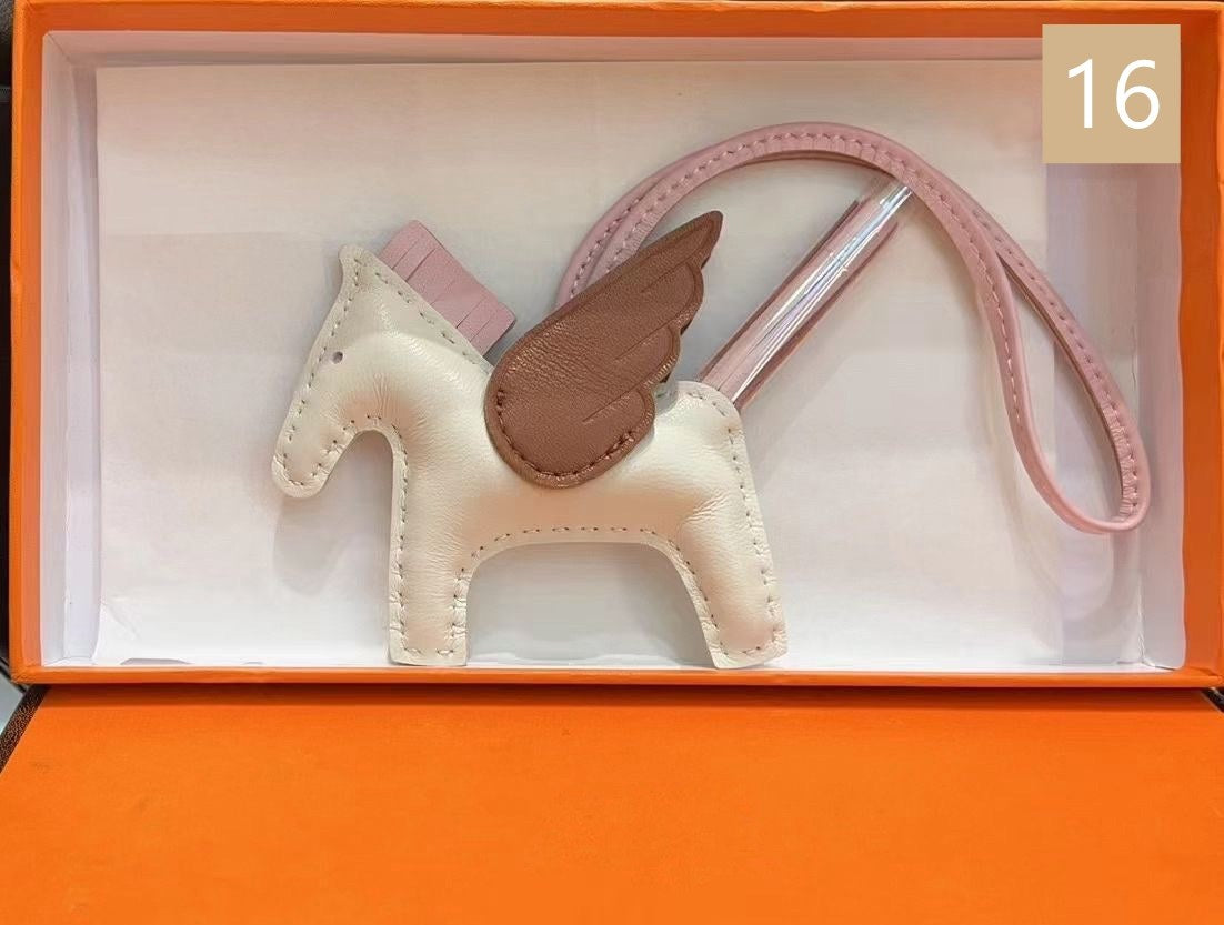 Lambskin Leather Bag Charm, Mini Flying Horse