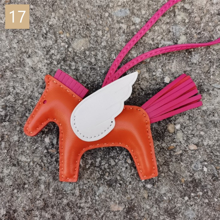 Lambskin Leather Bag Charm, Mini Flying Horse