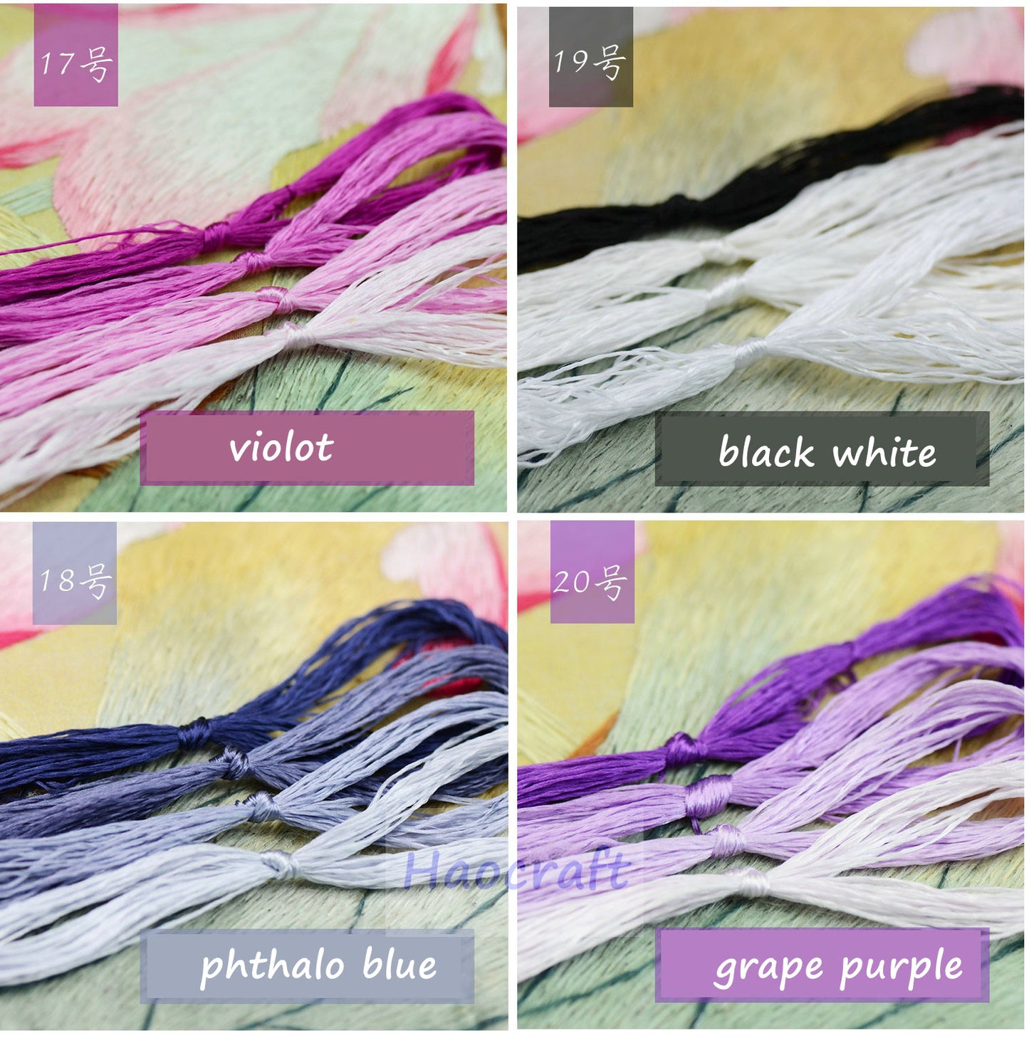 100% Mulberry Silk Embroidery Thread Skeins - Set4