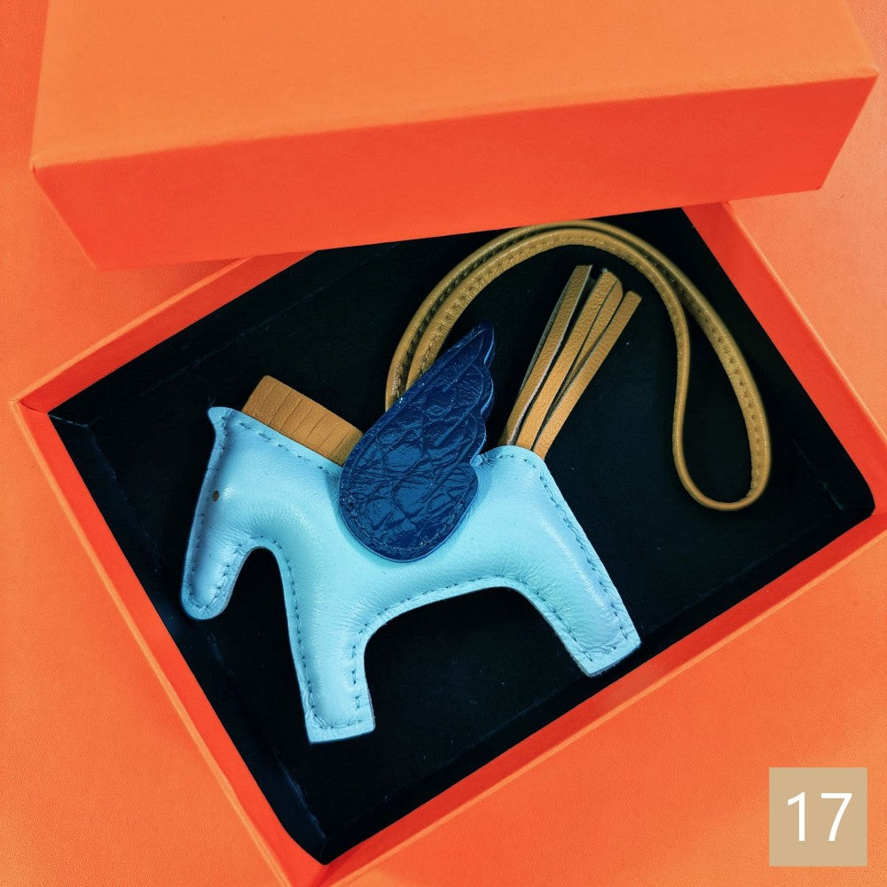 Lambskin Leather Bag Charm, Mini Flying Horse