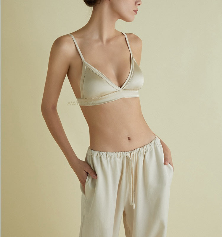 Soutien-gorge/culotte en soie pour femmes de style français