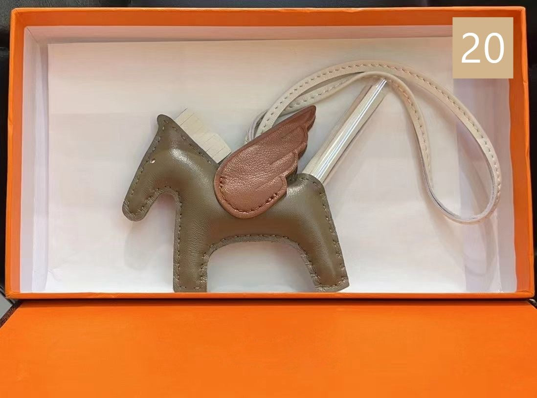 Lambskin Leather Bag Charm, Mini Flying Horse