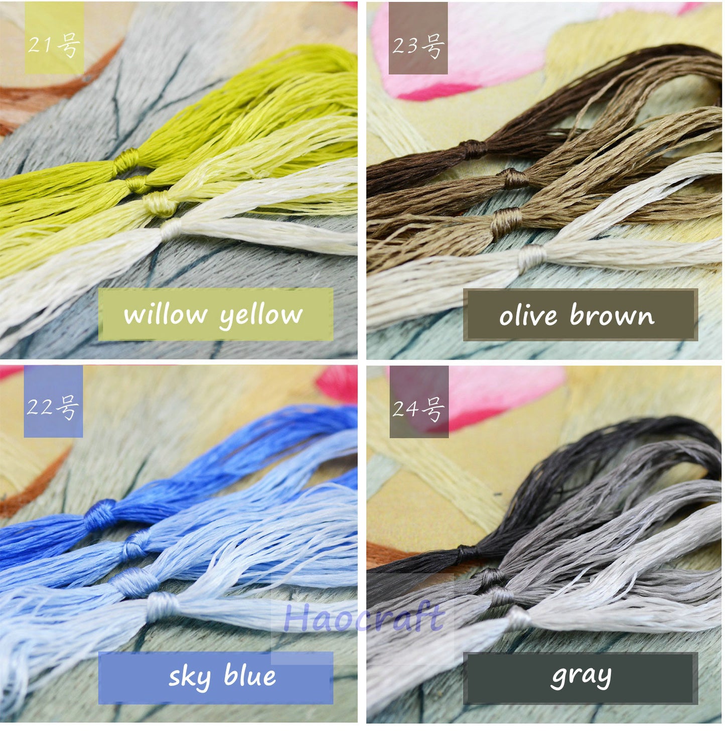 100% Mulberry Silk Embroidery Thread Skeins - Set4
