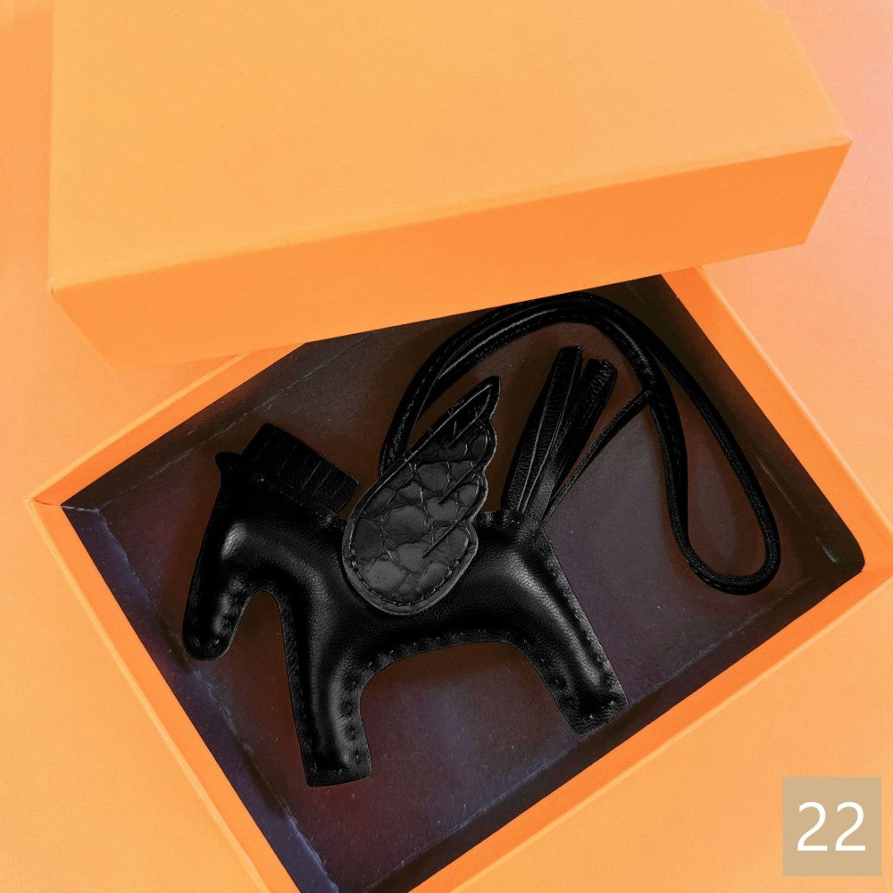 Lambskin Leather Bag Charm, Mini Flying Horse