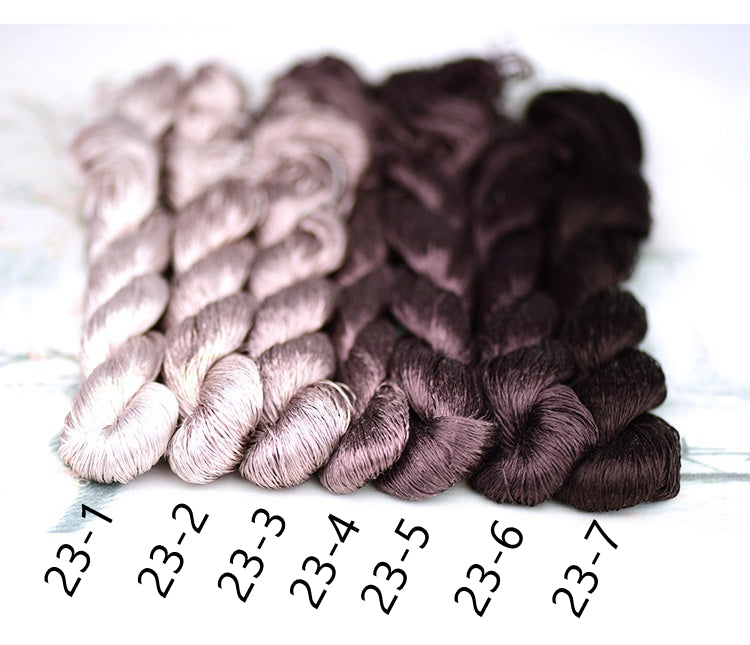 100% Mulberry Silk Embroidery Thread Skeins, Brown, Coffee Colors, 400meters