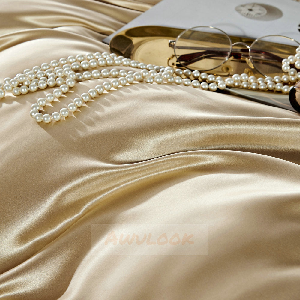 25Momme Drap-housse/drap plat/housse Dovut/parure de lit en soie de luxe sans couture, émeraude