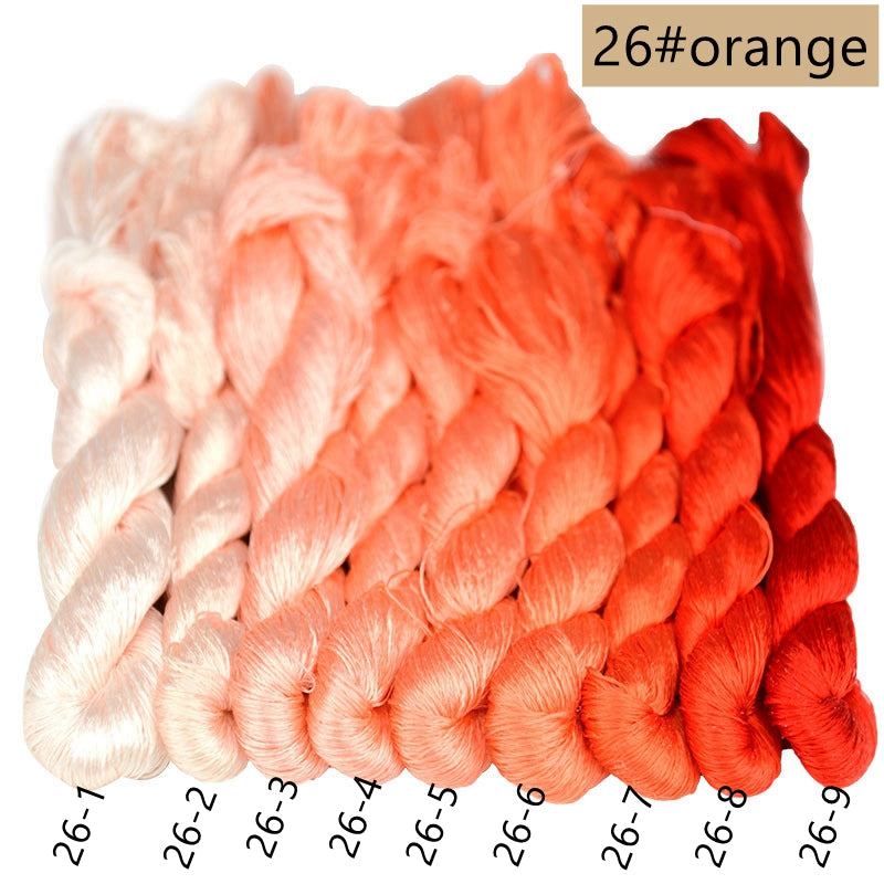 100% Mulberry Silk Embroidery Thread Skeins, Yellow, Brown Colors, 400meters