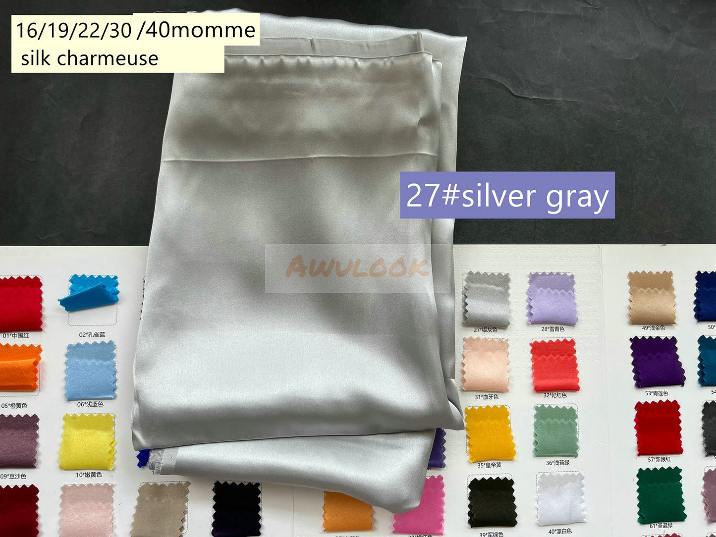 40 Momme schwere Seiden-Charmeuse, Breite 114 cm/45 Zoll