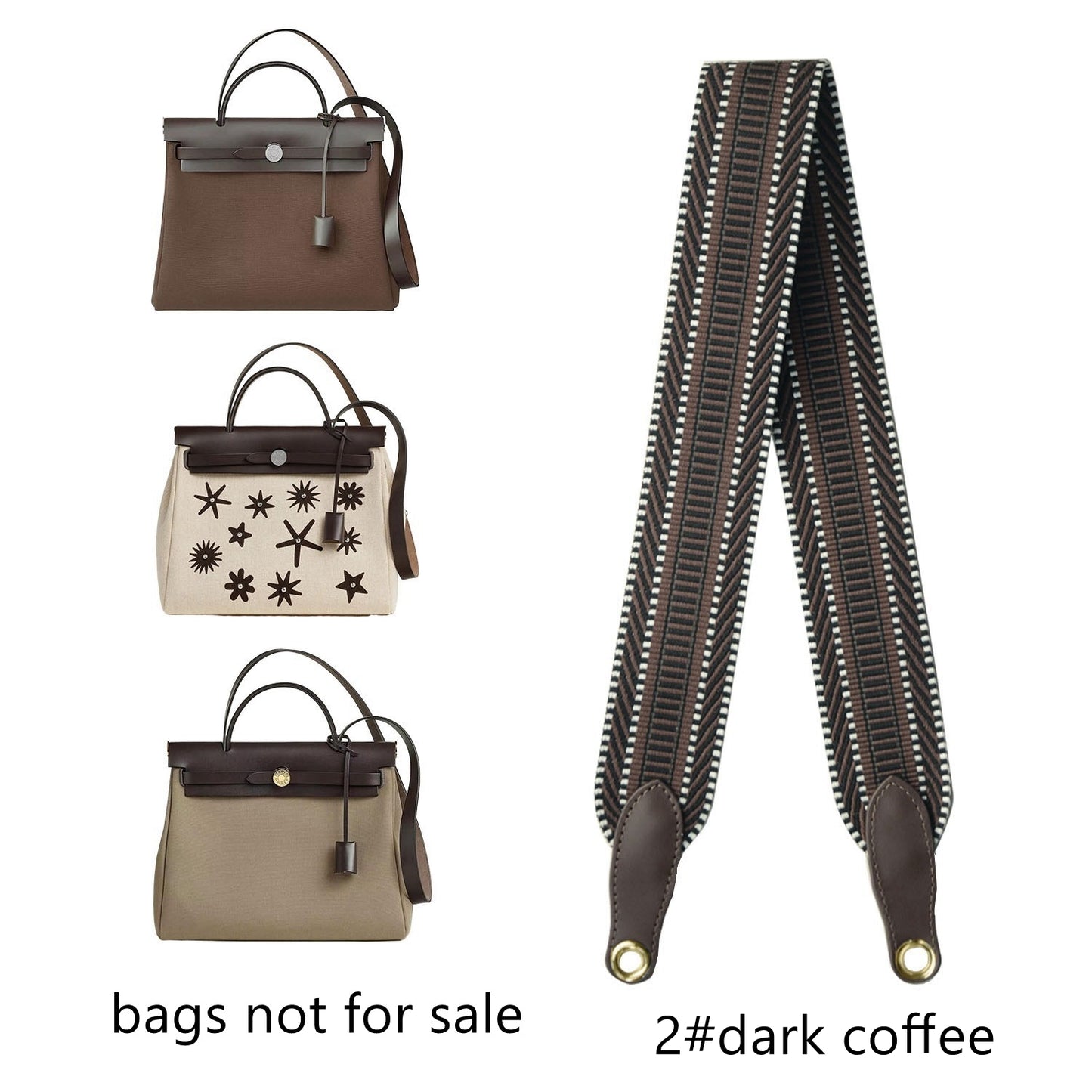 Bandoulière en cuir et toile élargie de 5 cm/2 pouces pour sac à main
