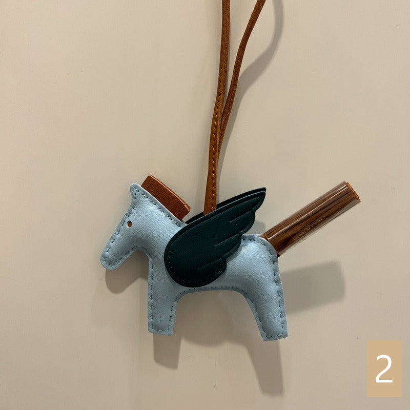 Lambskin Leather Bag Charm, Mini Flying Horse