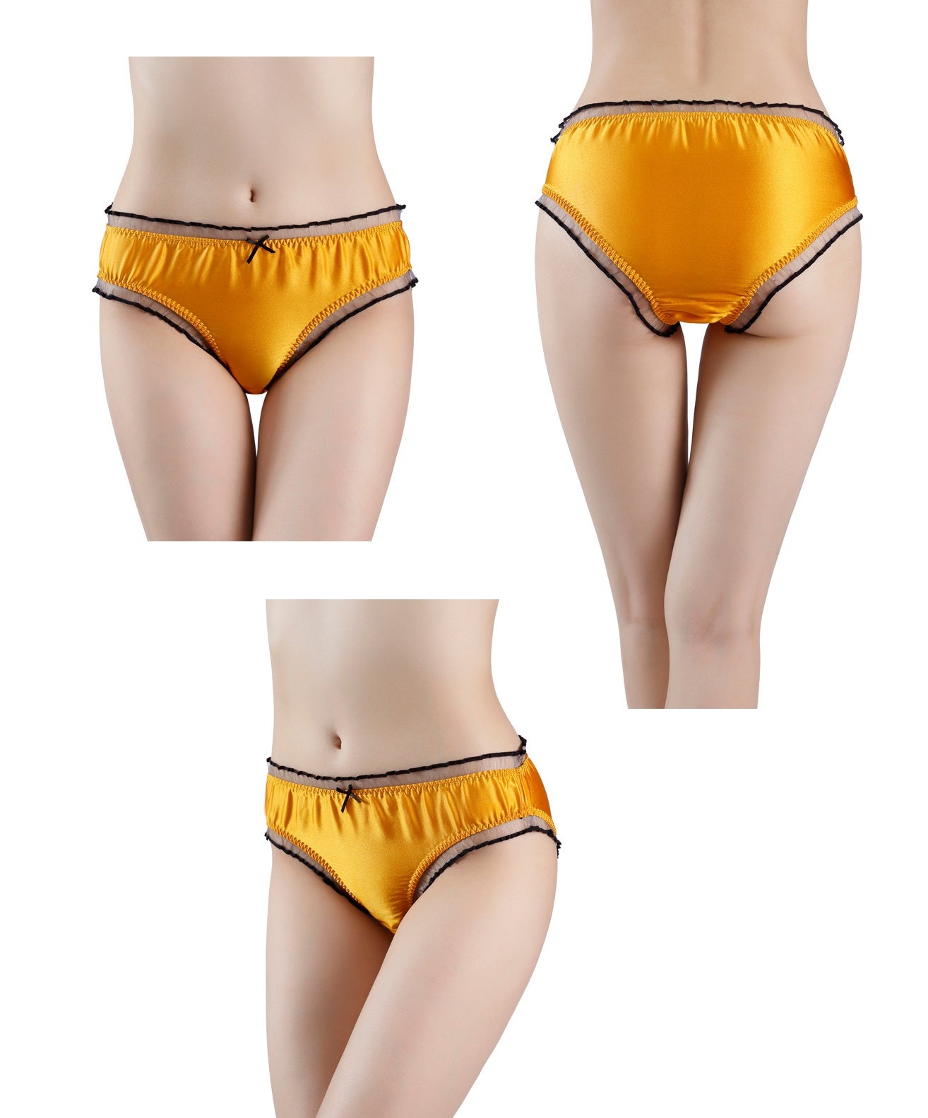 Damen-Bikini-Höschen aus Seide und Spitze mit Rüschen