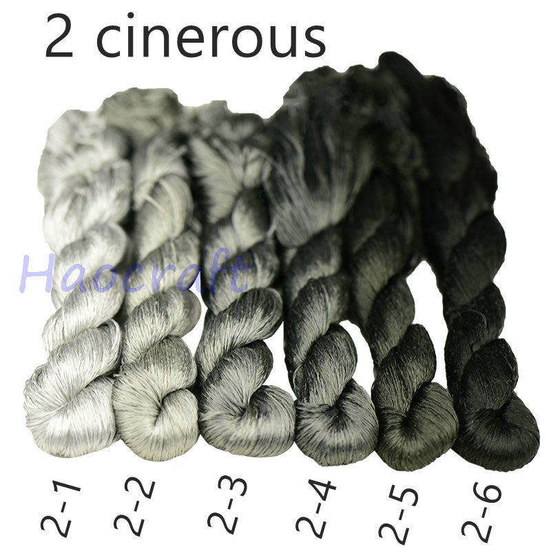 100% Mulberry Silk Embroidery Thread Skeins, Black, White, Gray colors, 400meters