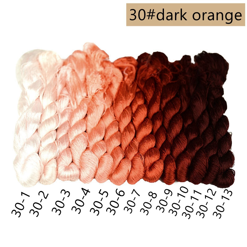 100% Mulberry Silk Embroidery Thread Skeins, Yellow, Brown Colors, 400meters