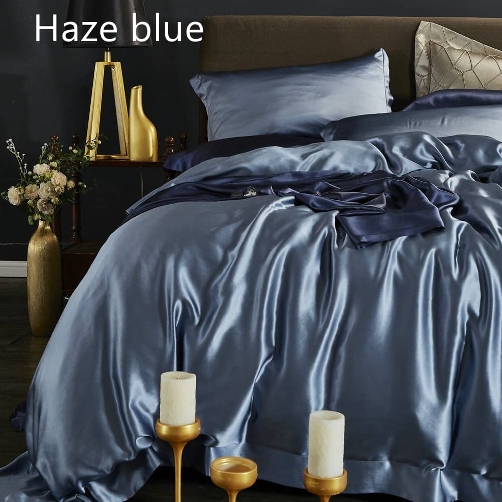 Ensemble de draps 4 pièces en soie sans couture 30Momme - Drap plat, drap-housse et taies d'oreiller
