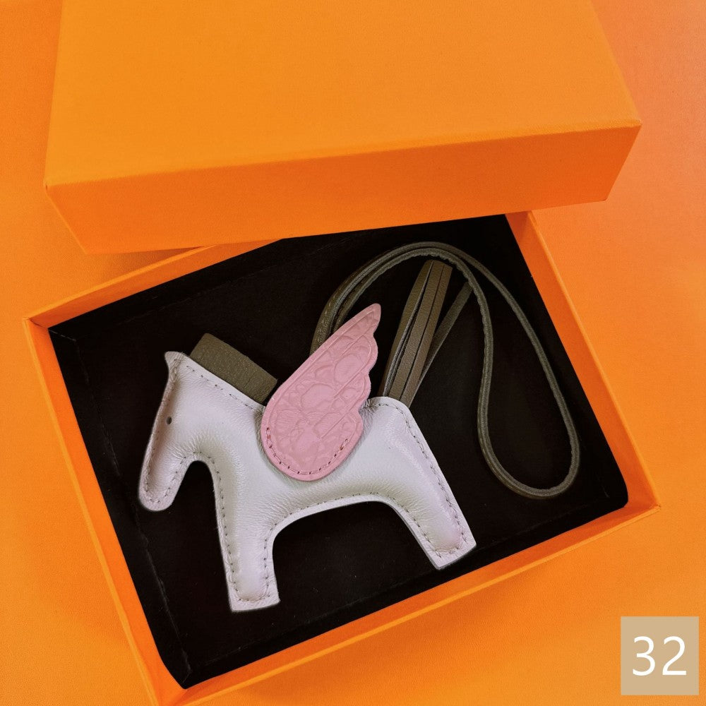 Lambskin Leather Bag Charm, Mini Flying Horse