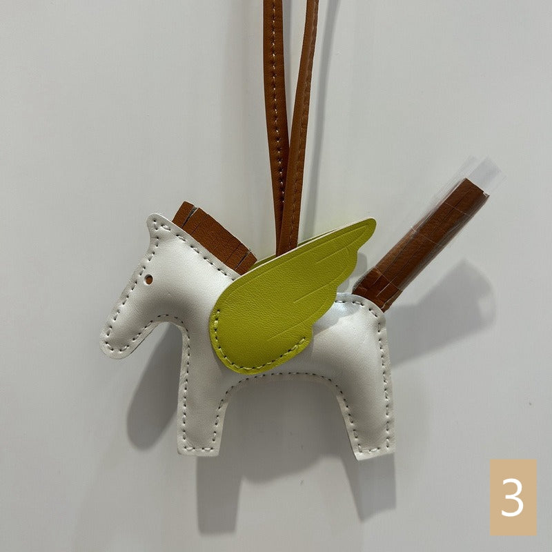 Lambskin Leather Bag Charm, Mini Flying Horse