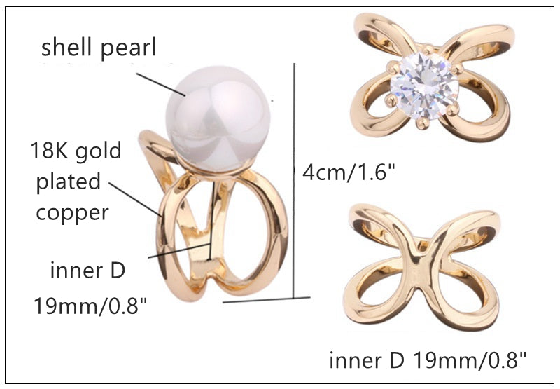 Gold Plated Pearl Scarf Rings/ Buckles