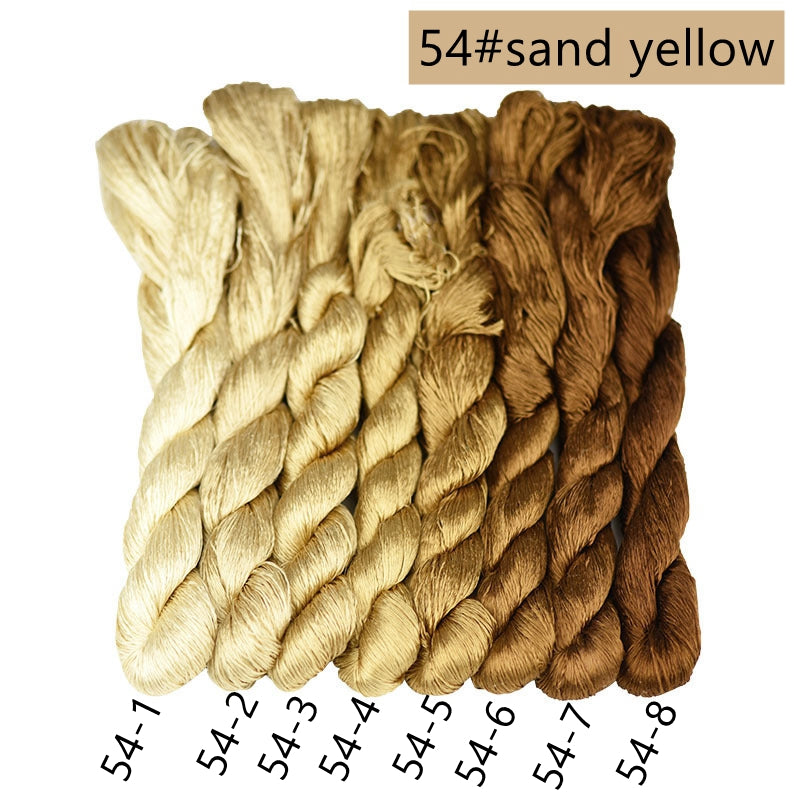 100% Mulberry Silk Embroidery Thread Skeins, Yellow, Brown Colors, 400meters