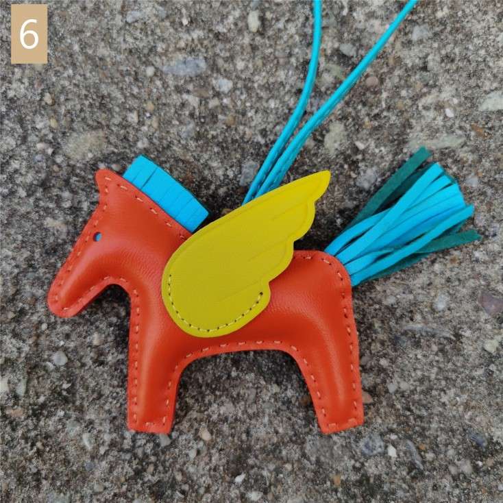 Lambskin Leather Bag Charm, Mini Flying Horse