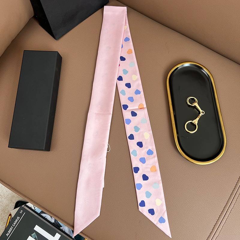 Chane*l Silk Slim Camellia CC Bandeau Scarf