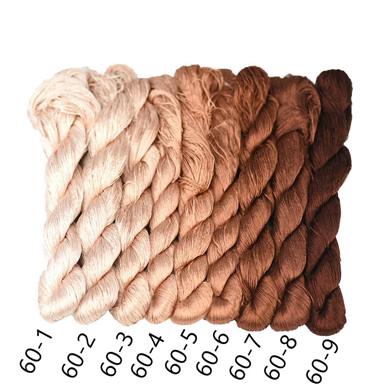 100% Mulberry Silk Embroidery Thread Skeins, Brown, Coffee Colors, 400meters