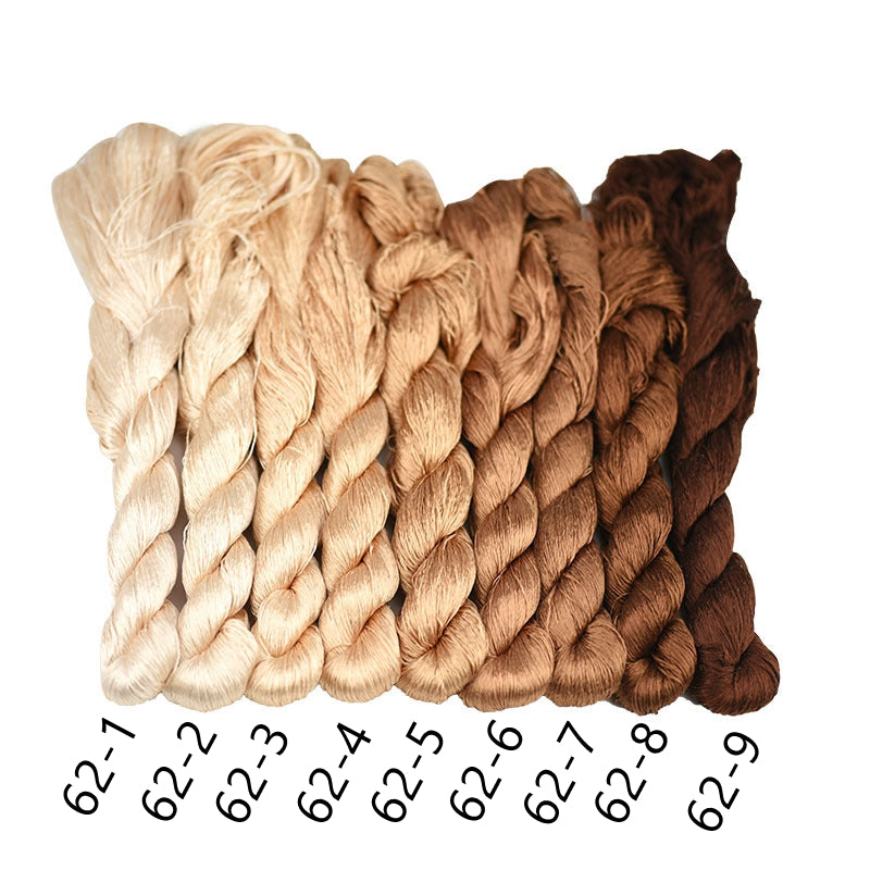 100% Mulberry Silk Embroidery Thread Skeins, Brown, Coffee Colors, 400meters