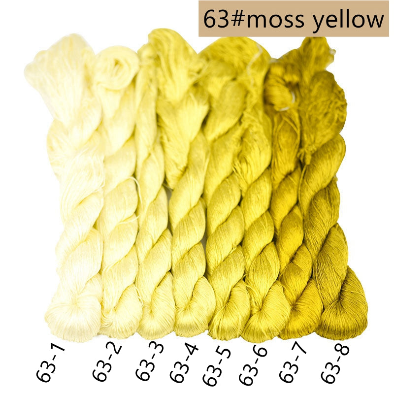 100% Mulberry Silk Embroidery Thread Skeins, Yellow, Brown Colors, 400meters