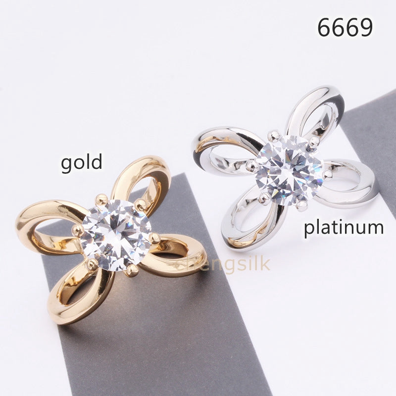 Gold Plated Pearl Scarf Rings/ Buckles