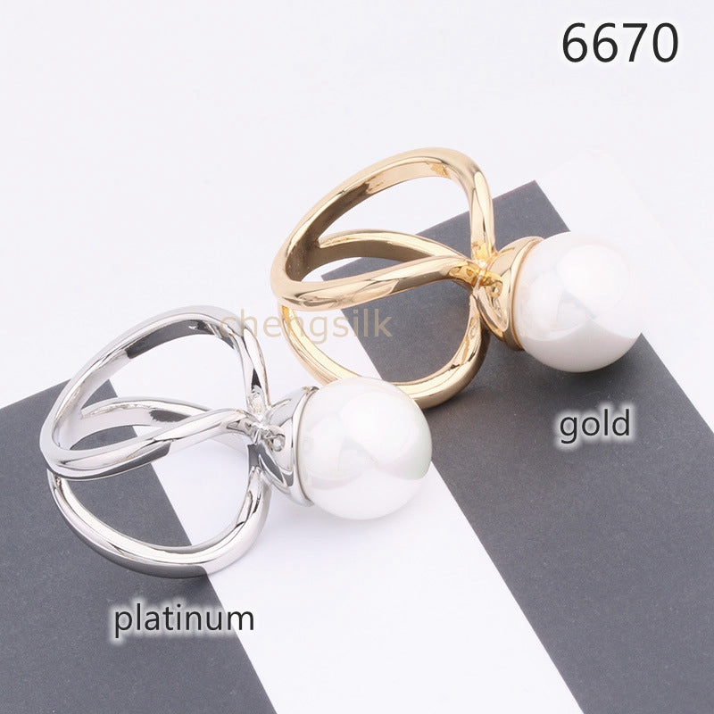 Gold Plated Pearl Scarf Rings/ Buckles