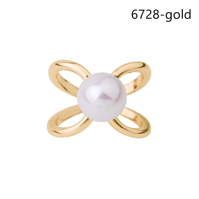 Gold Plated Pearl Scarf Rings/ Buckles