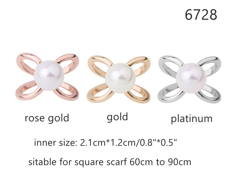 Gold Plated Pearl Scarf Rings/ Buckles