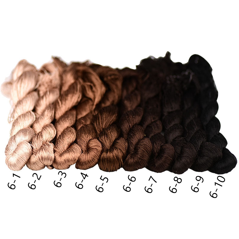 100% Mulberry Silk Embroidery Thread Skeins, Brown, Coffee Colors, 400meters