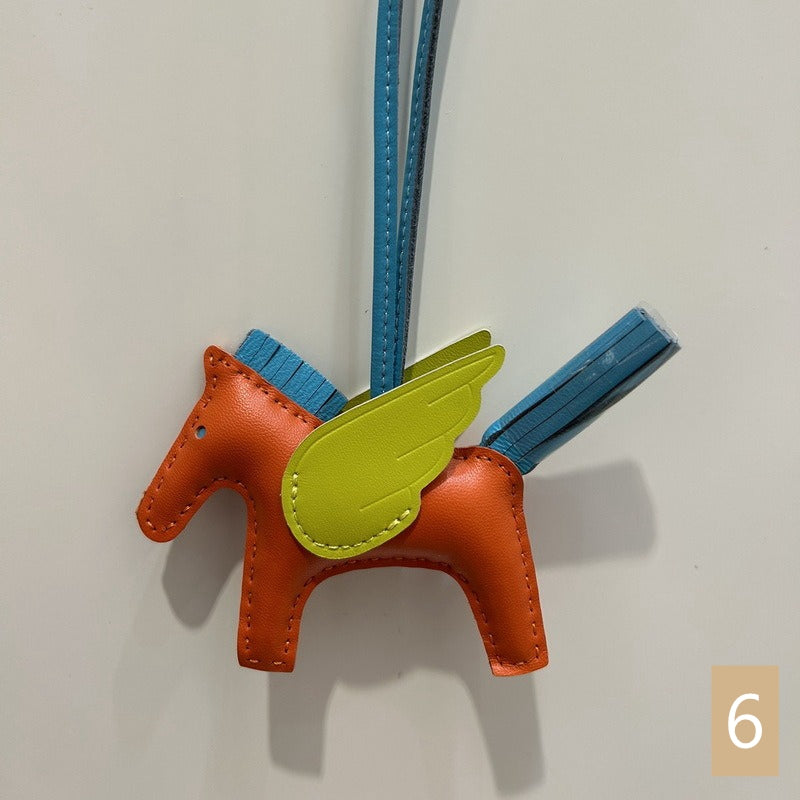 Lambskin Leather Bag Charm, Mini Flying Horse