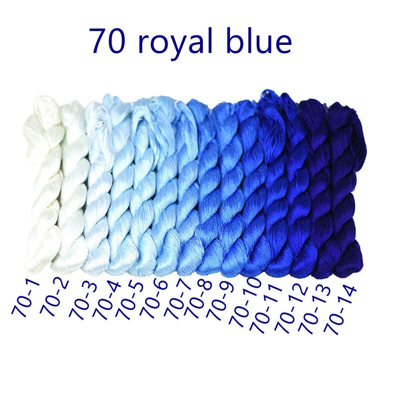 100% Mulberry Silk Embroidery Thread Skeins, Blue Colors, 400meters