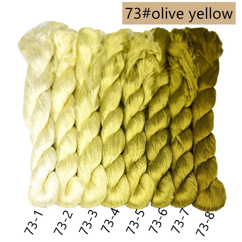 100% Mulberry Silk Embroidery Thread Skeins, Yellow, Brown Colors, 400meters