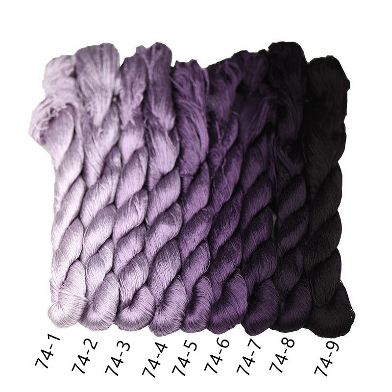 100% Mulberry Silk Embroidery Thread Skeins, Purple Colors, 400meters