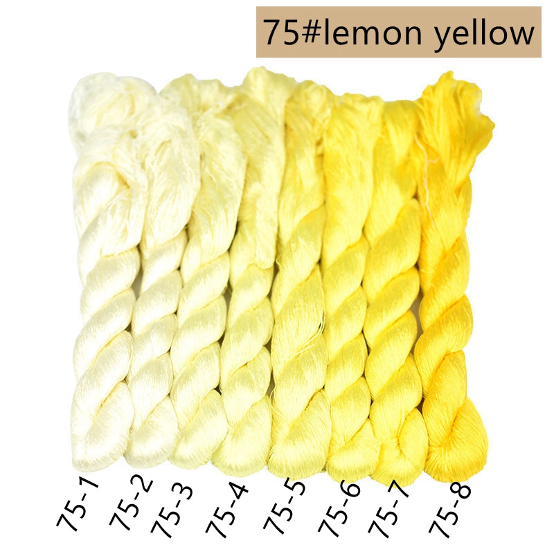 100% Mulberry Silk Embroidery Thread Skeins, Yellow, Brown Colors, 400meters