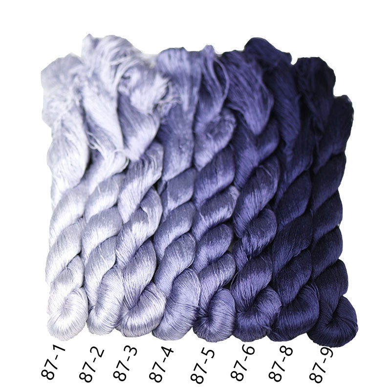 100% Mulberry Silk Embroidery Thread Skeins, Purple Colors, 400meters