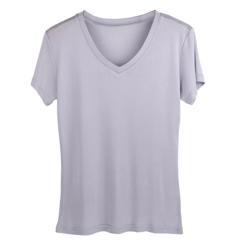 Women 100% Silk T-shirt, V-neck - Awulook