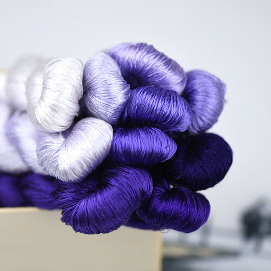 100% Mulberry Silk Embroidery Thread Skeins, Purple Colors, 400meters
