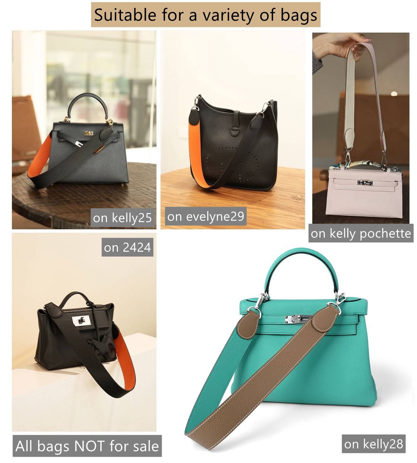 Bandoulière/bandoulière en cuir personnalisée pour Kelly