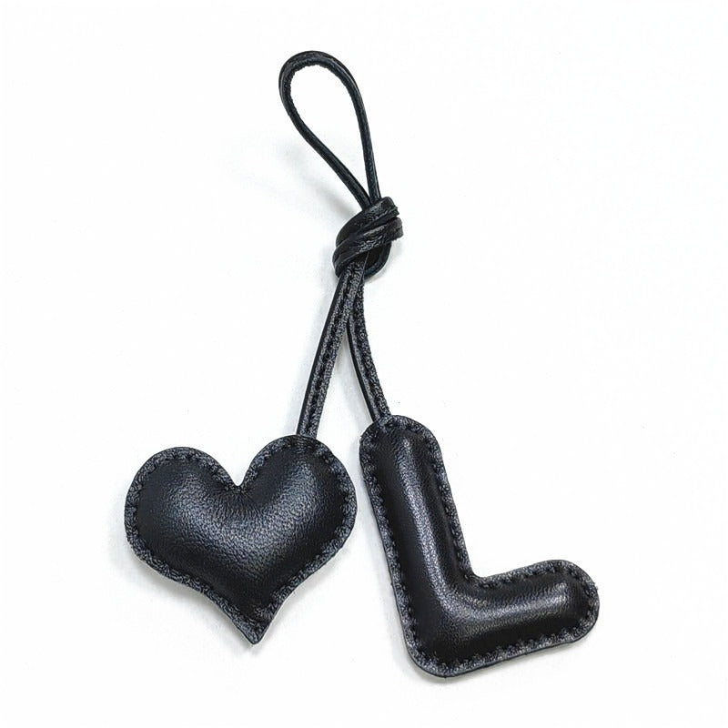 Pillow Puff Initial Lambskin Leather Bag Charm-L
