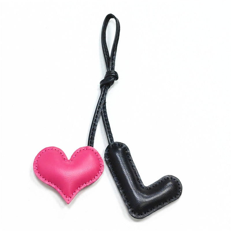 Pillow Puff Initial Lambskin Leather Bag Charm-L