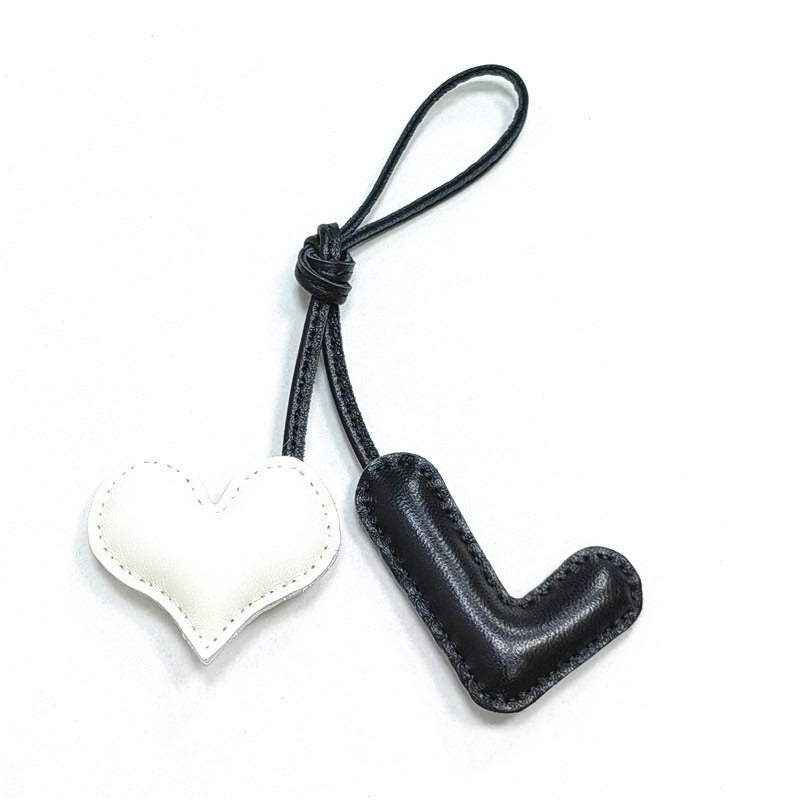 Pillow Puff Initial Lambskin Leather Bag Charm-L